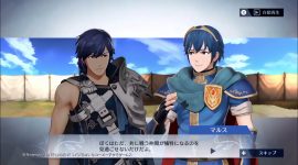 New Fire Emblem Warriors dialogue scene with Marth and Chrom
