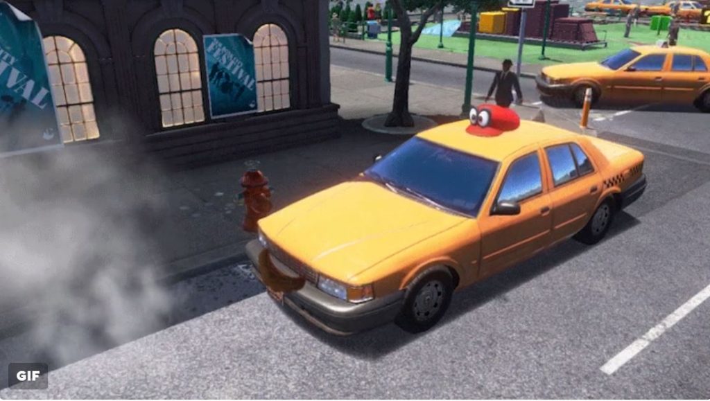 Capture a New Donk City Taxi in Super Mario Odyssey, and drive safely